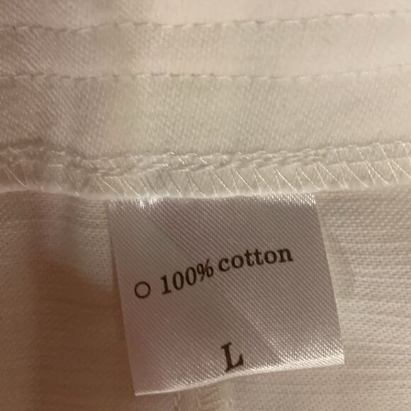 Size Large Pure White 100% Cotton Skirt with Center Split - Picture 7 of 8